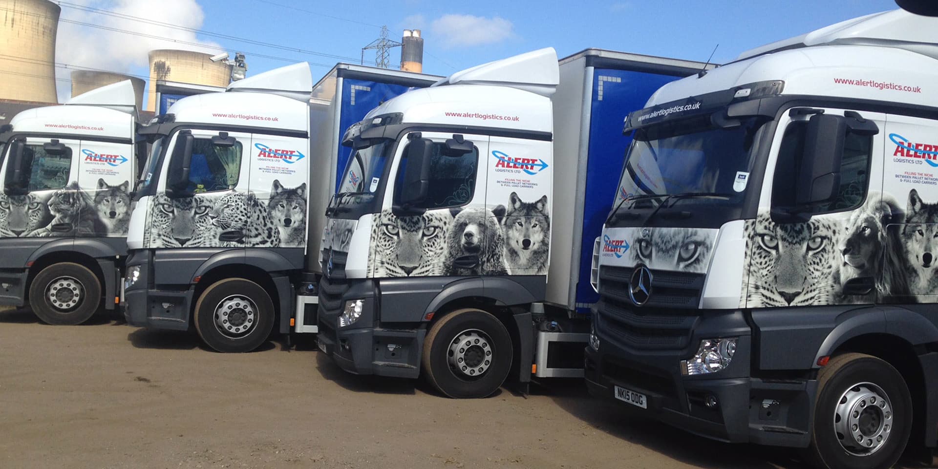 Line-up of the Alert Logistics animal-livery fleet
